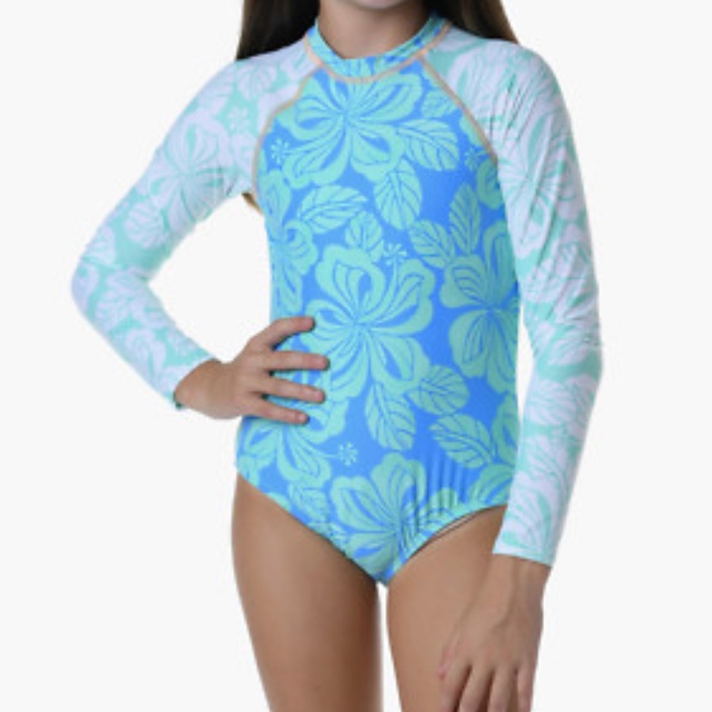 Hobie Girls Honolulu Honey Paddle Long Sleeve Swimsuit Size‎ 6 ?